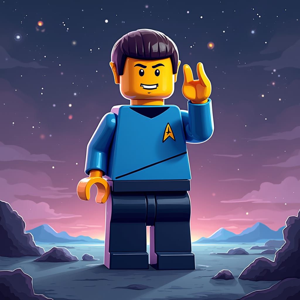 Spock as Lego Mini-Figure in Space