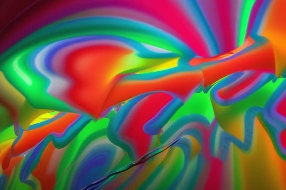Psychedelic Tornado with Inflatable Streamers in Vaporwave S...