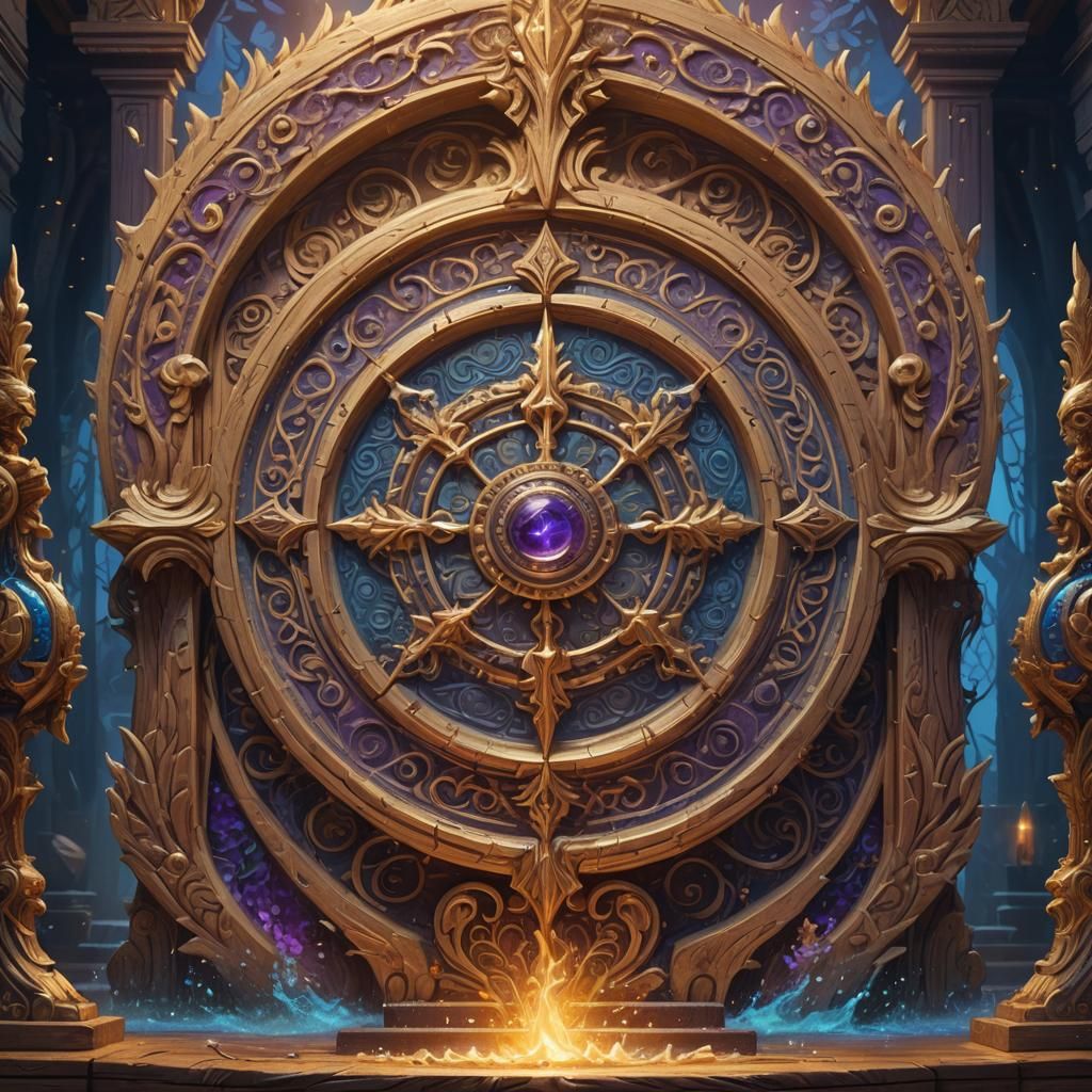 Mystical Altar with Intricate Wooden Carving