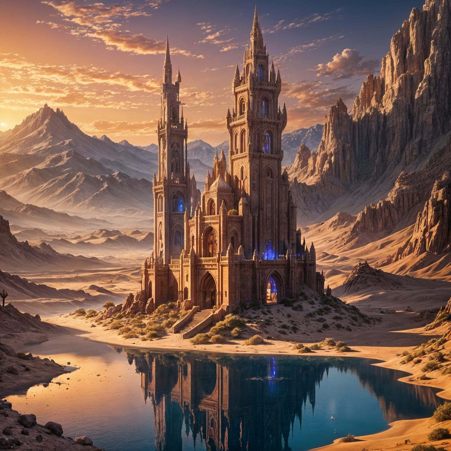 Epic Desert Tower in High Fantasy Style