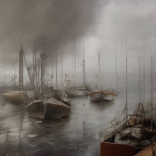 Misty Harbor: Dramatic Digital Matte Painting