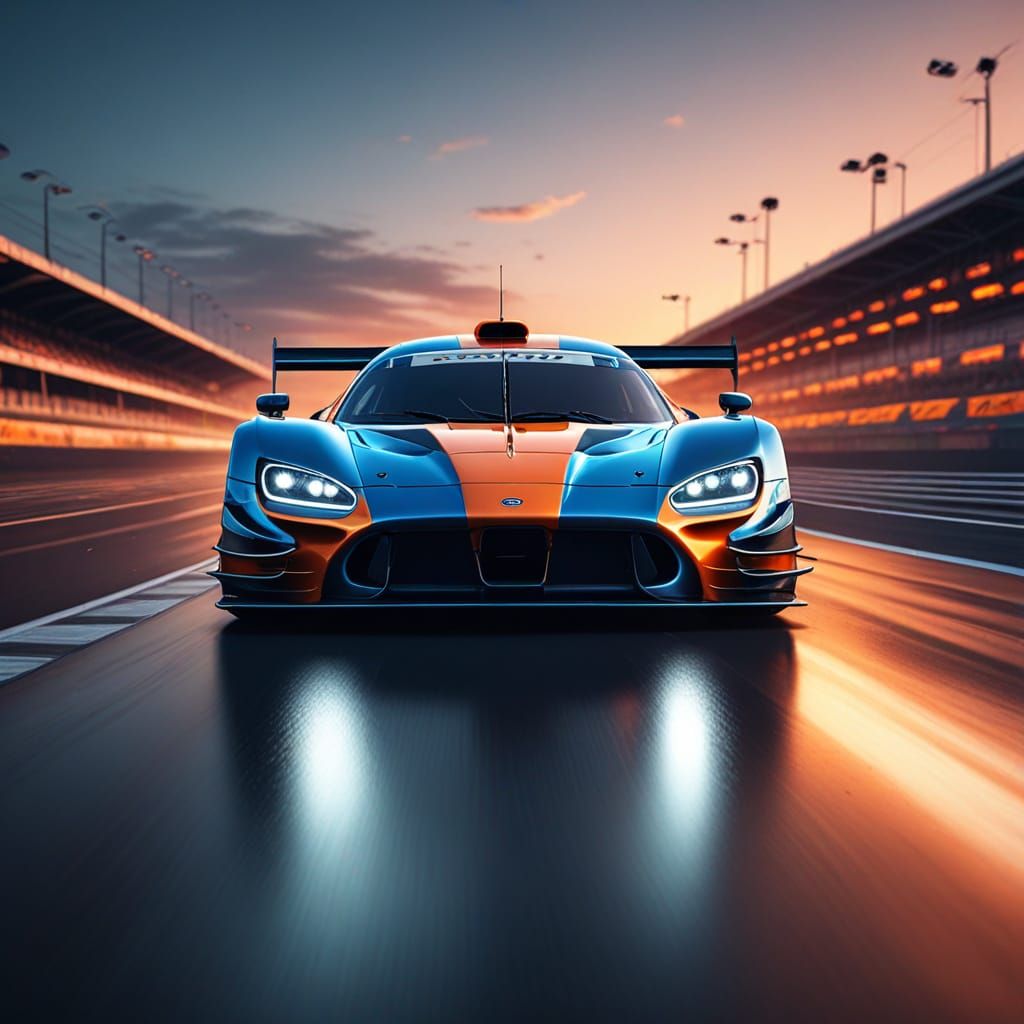 Racing Car on Track in Vibrant Abstract Style