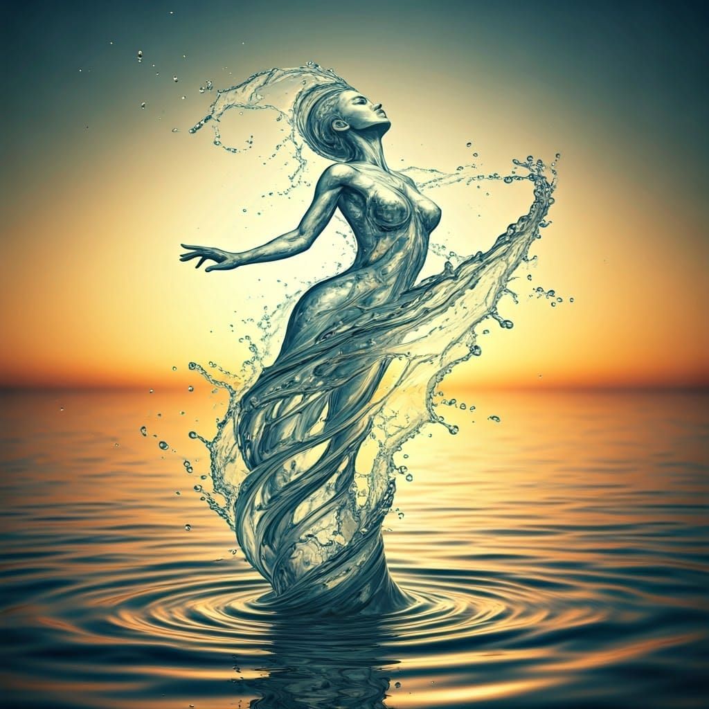 Ethereal Water Dancer in Golden Light