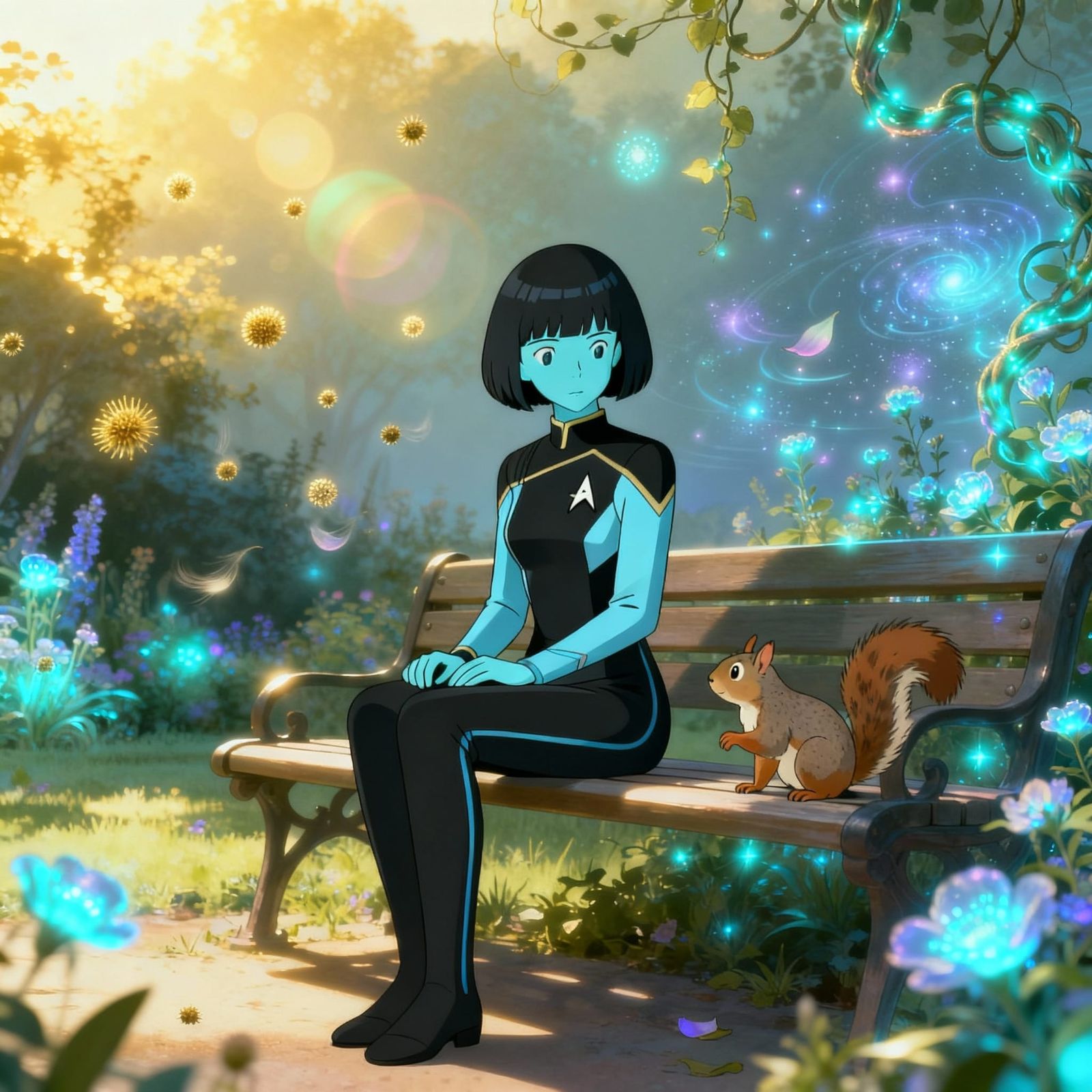 Loxy in Magical Garden on Park Bench