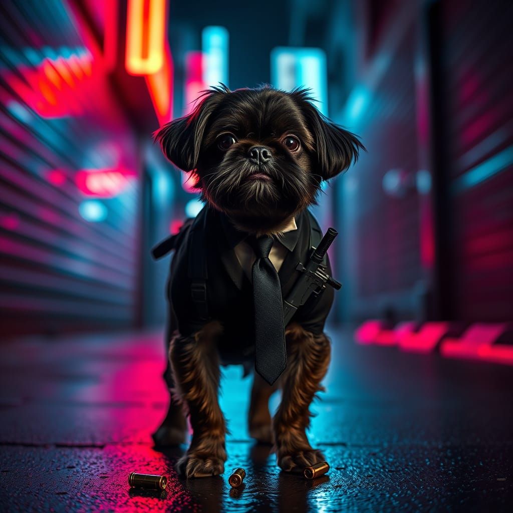 Shih Tzu as John Wick in Urban Alley