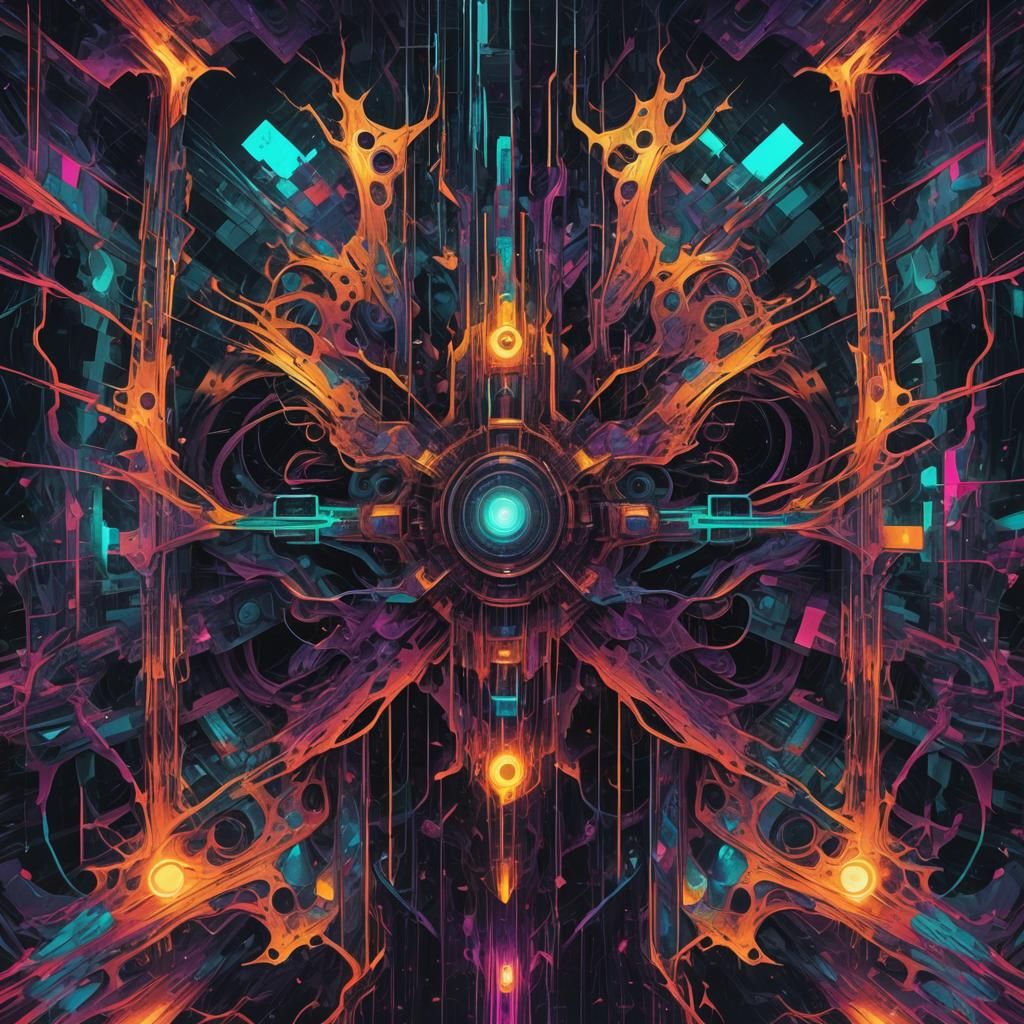 Nightmarish Glitchcore Fractal with Double Exposure