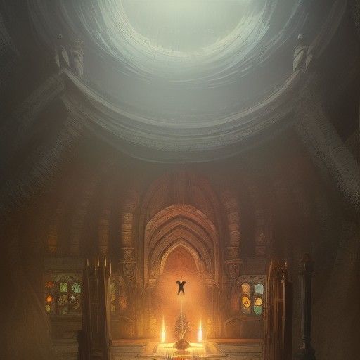 Detailed Underground Altar Concept Art in Anime Style