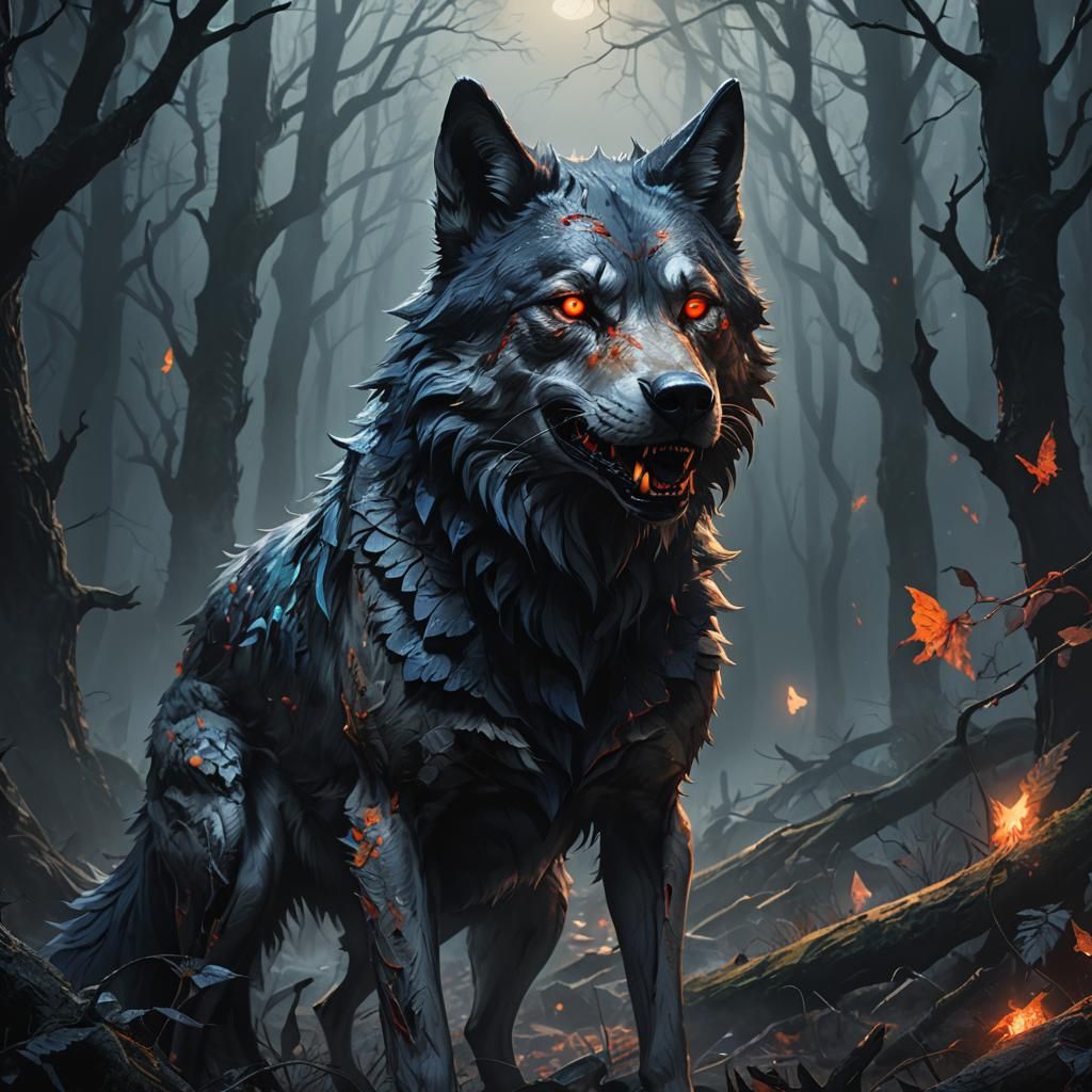 Zombie Wolf Concept Art in Dark Fantasy Style