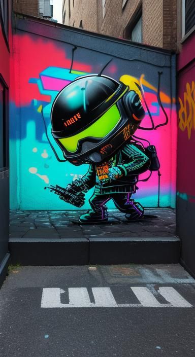 Graffiti Art of FPV Drone Pilot at Dusk