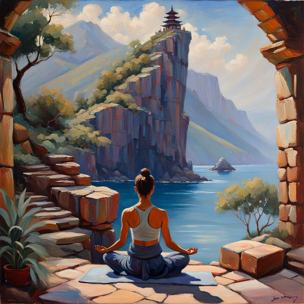 Meditative Figure in Oil Painting Style
