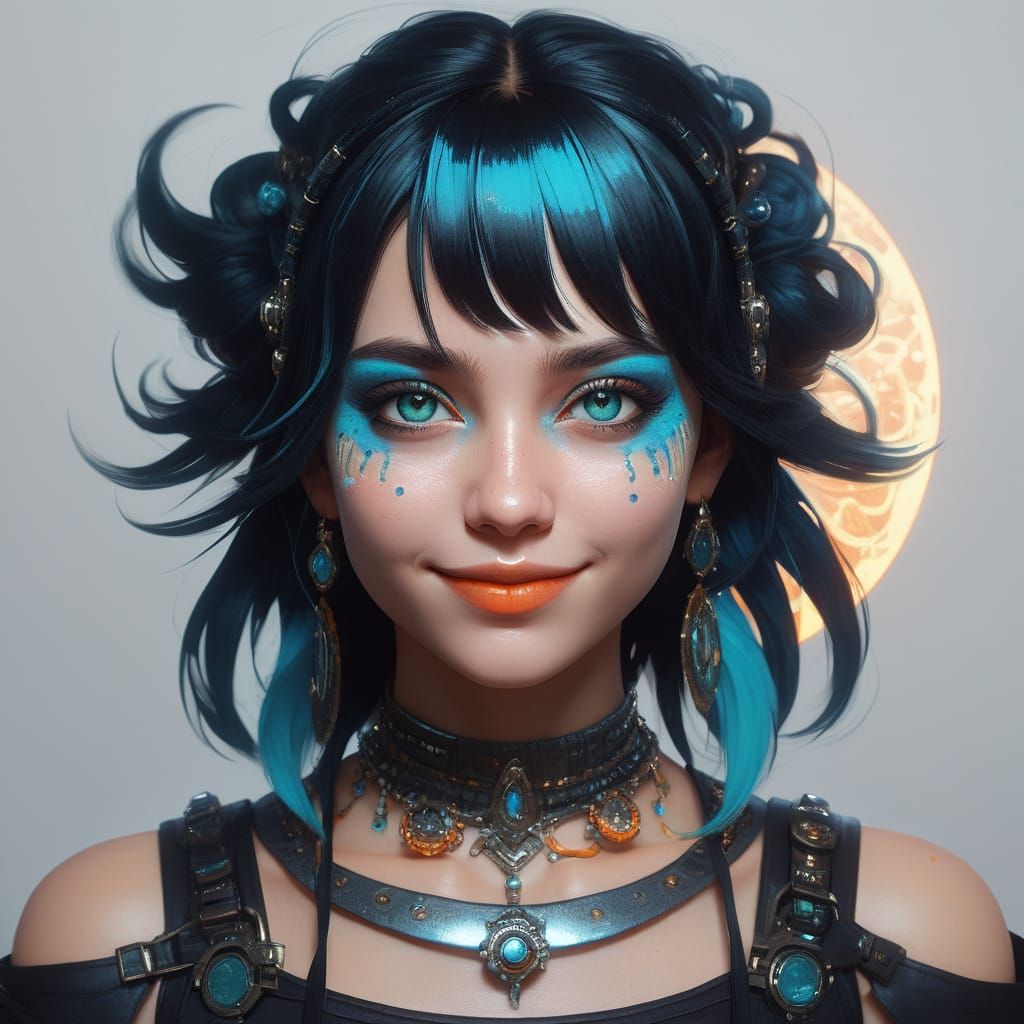 Cyberpunk Goddess Shines Bright in Retro-Futuristic Glory