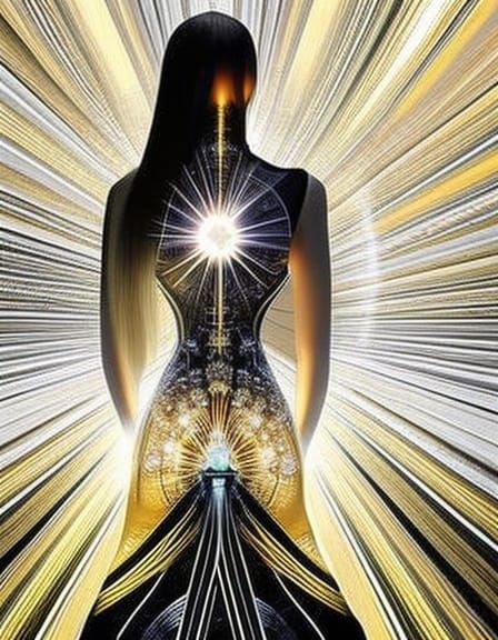 Elegant Woman in Botanical Lightbulb Art