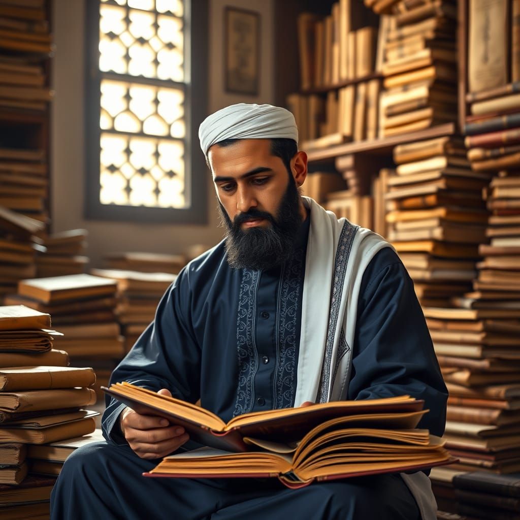 Sufi Scholar in Contemplation, Inspired by 19th-Century Orie...