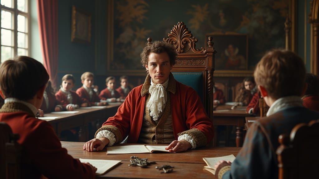 18th Century Classroom Scene in Rococo Style