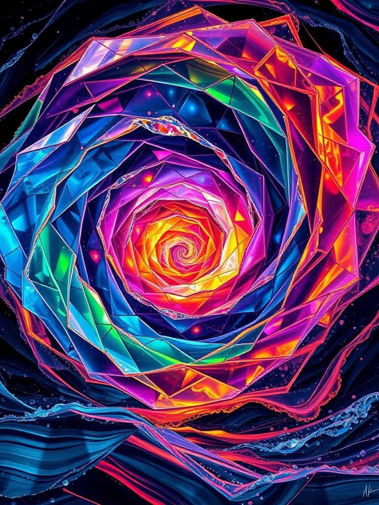 Bioluminescent Glass Tornado in Rainbow Colors