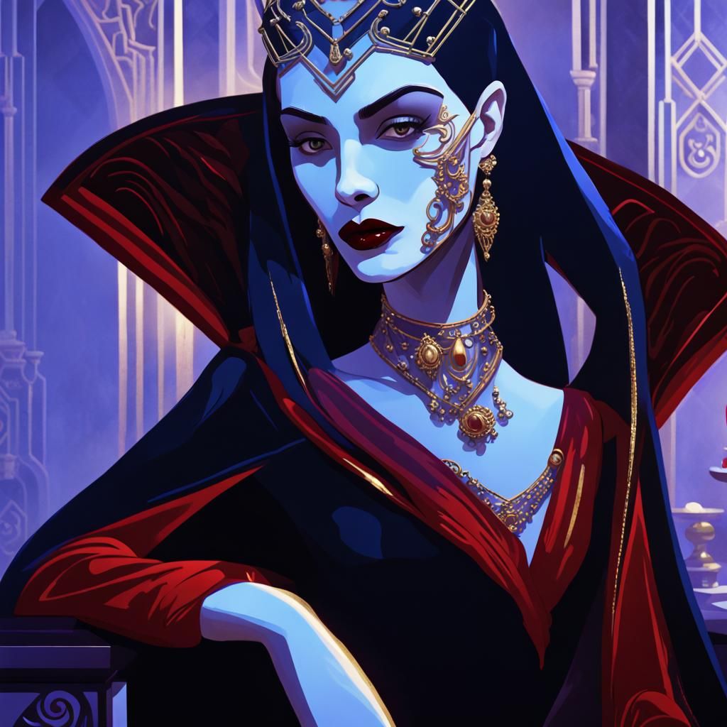Elegant Vampire Queen in Art Deco Portrait