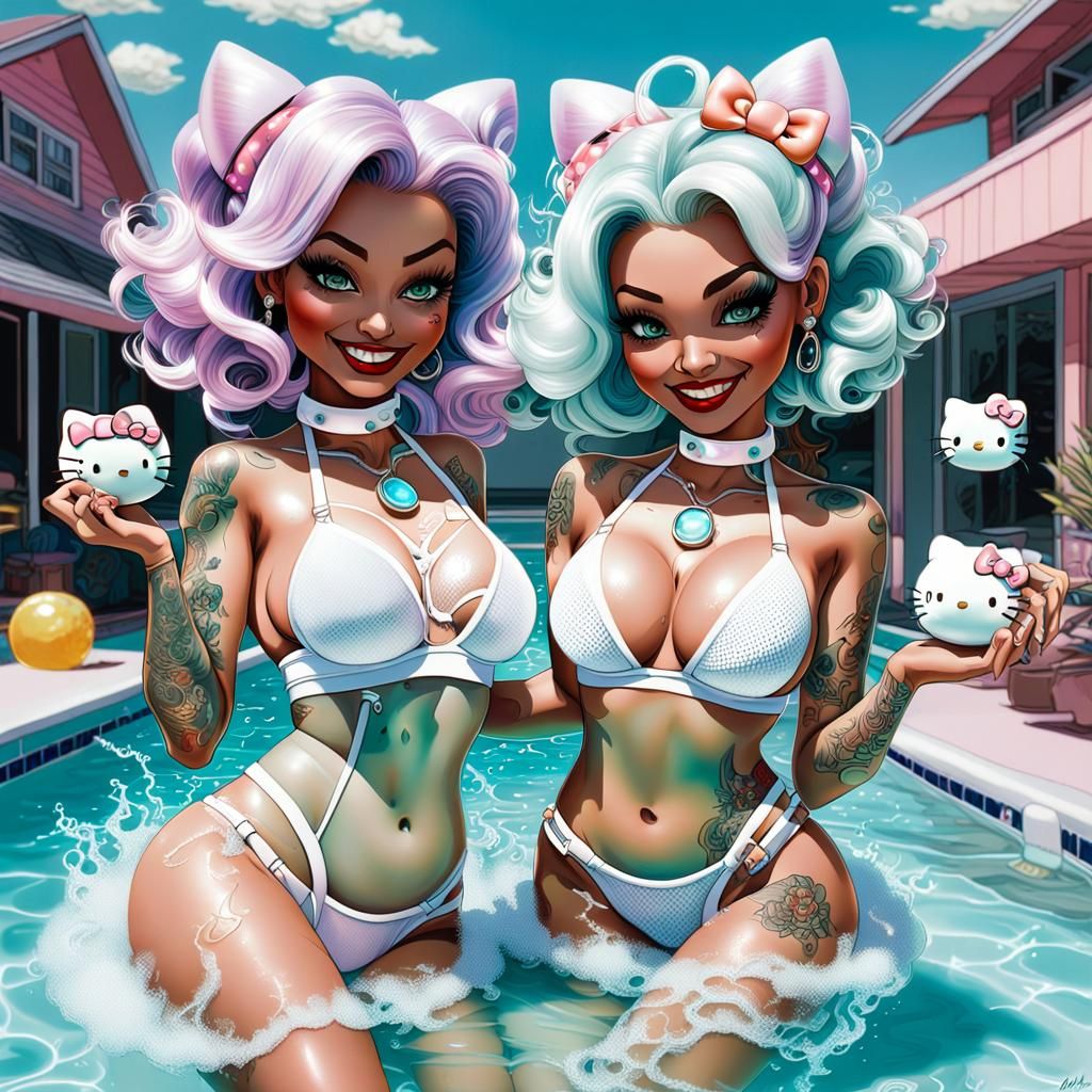 Grogu and Hello Kitty Pin-Up Bratz Dolls