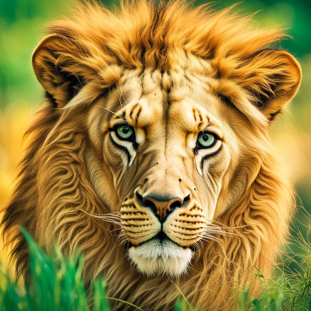 Lion's Face in Golden Light: Wildlife Photography