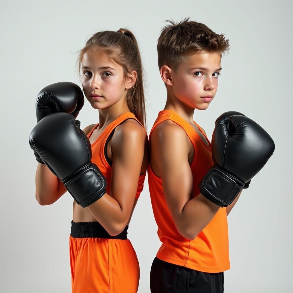 Youth Boxers in Dynamic Light: A Photorealistic Portrait