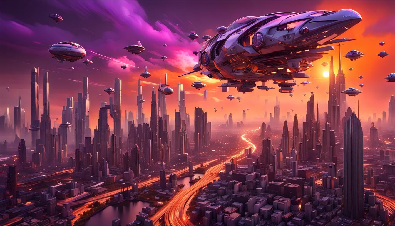Futuristic Cityscape in Hyperdetailed Dark Fantasy Style