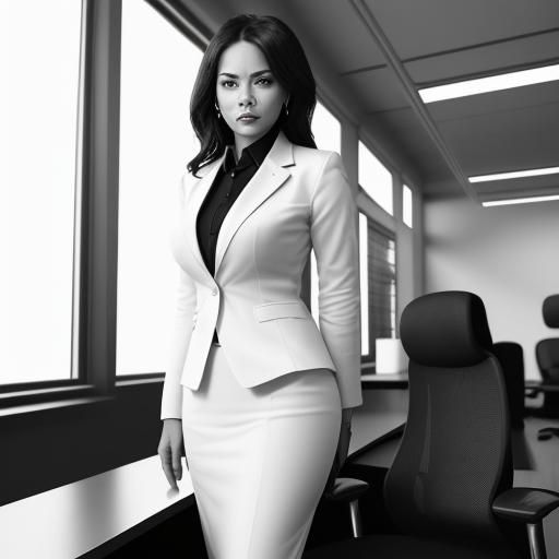 Powerful Woman in Black and White Suit