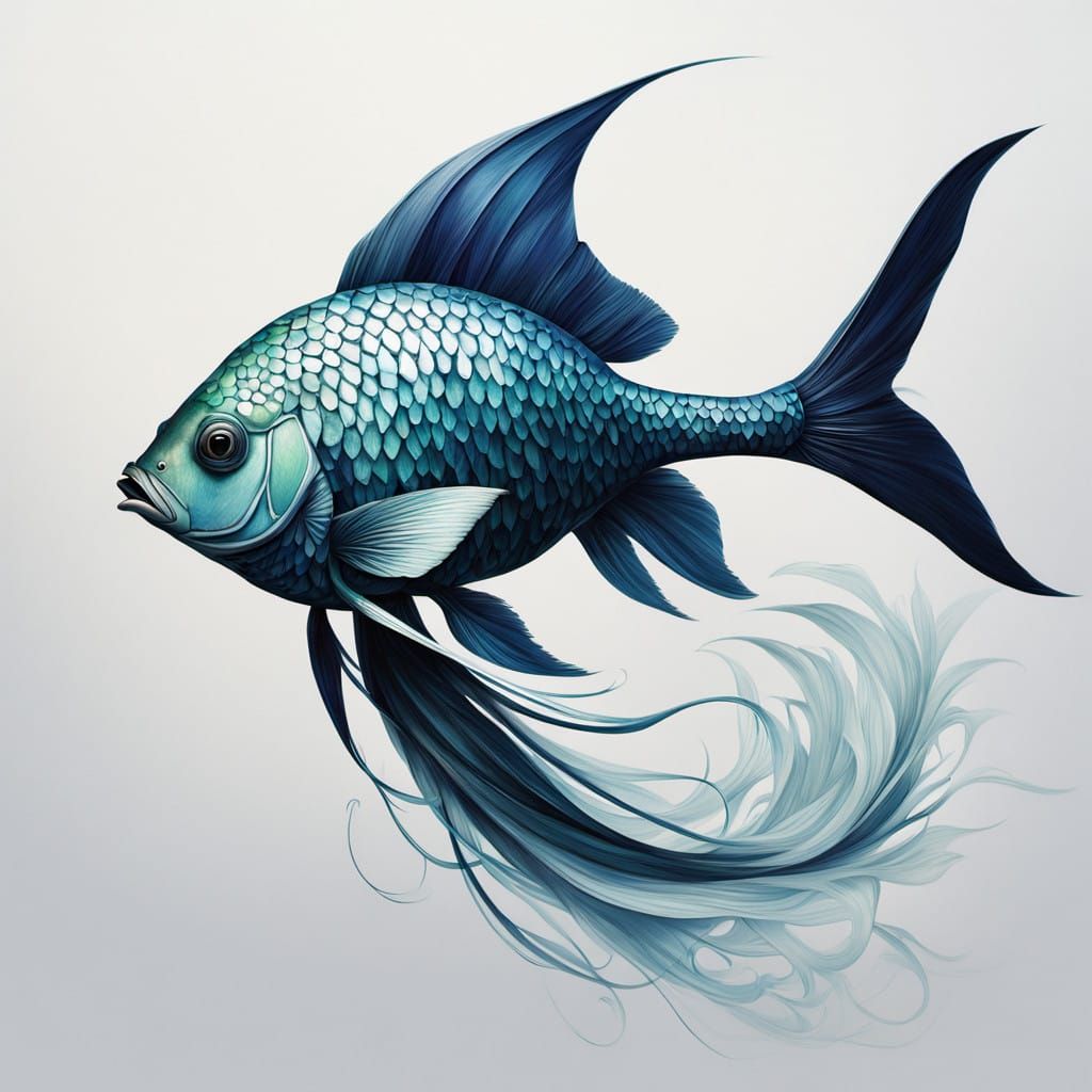 Dreamlike Betafish in Iridescent Scales and Minimalist White