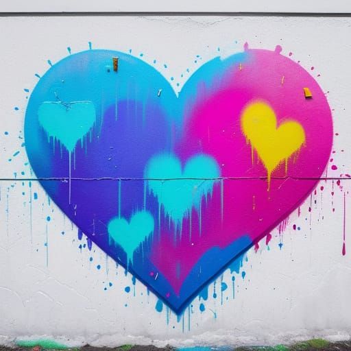 Vibrant Street Art: Beautiful Hearts in Urban Graffiti Style