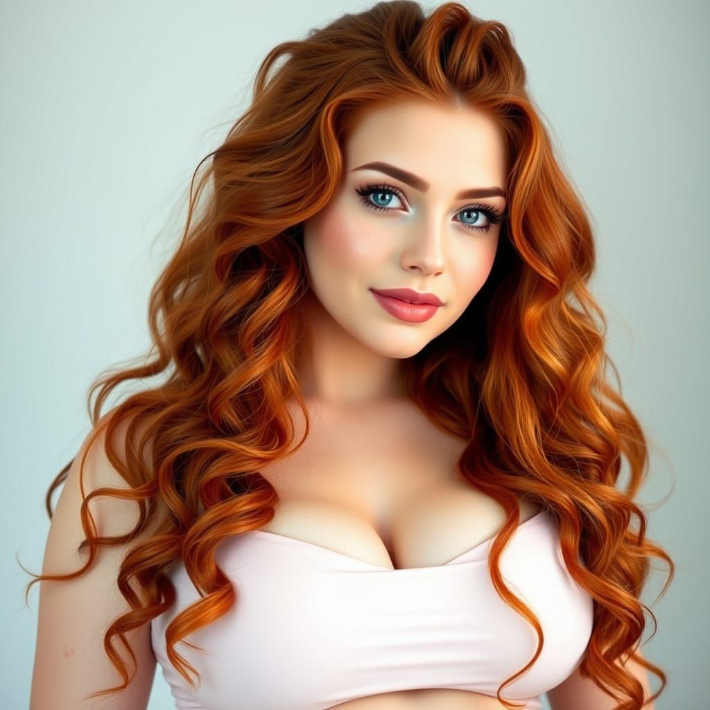 Voluptuous Woman with Red Hair, Real Photo