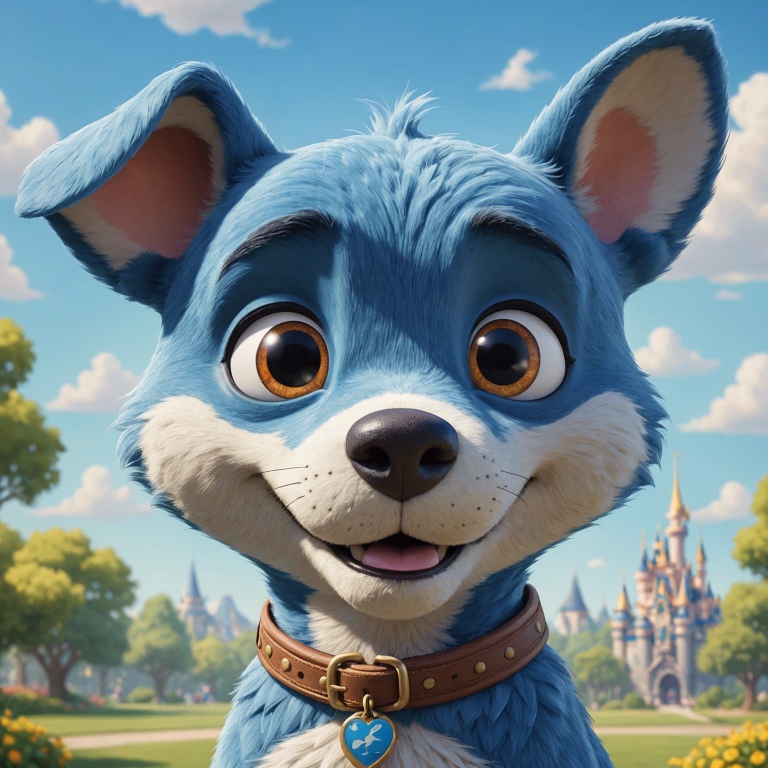 Bluey Close-up Cartoon Portrait