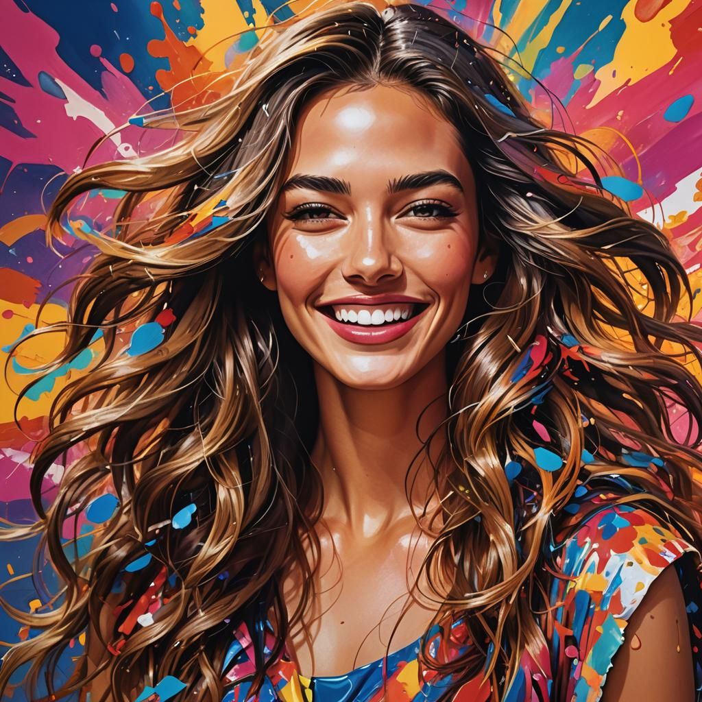 Hyperrealistic Fashion Icon Portrait in Splash Art Style