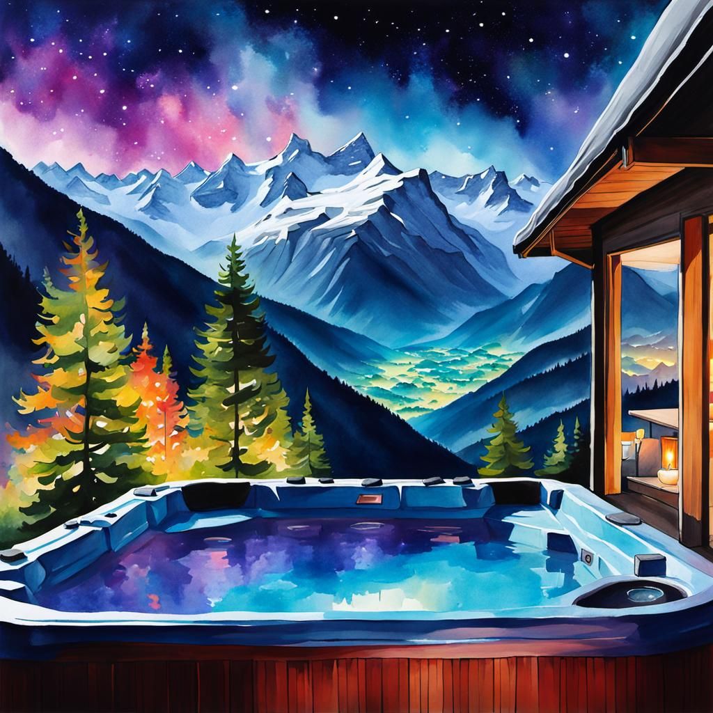 Hottub looking over the mountains