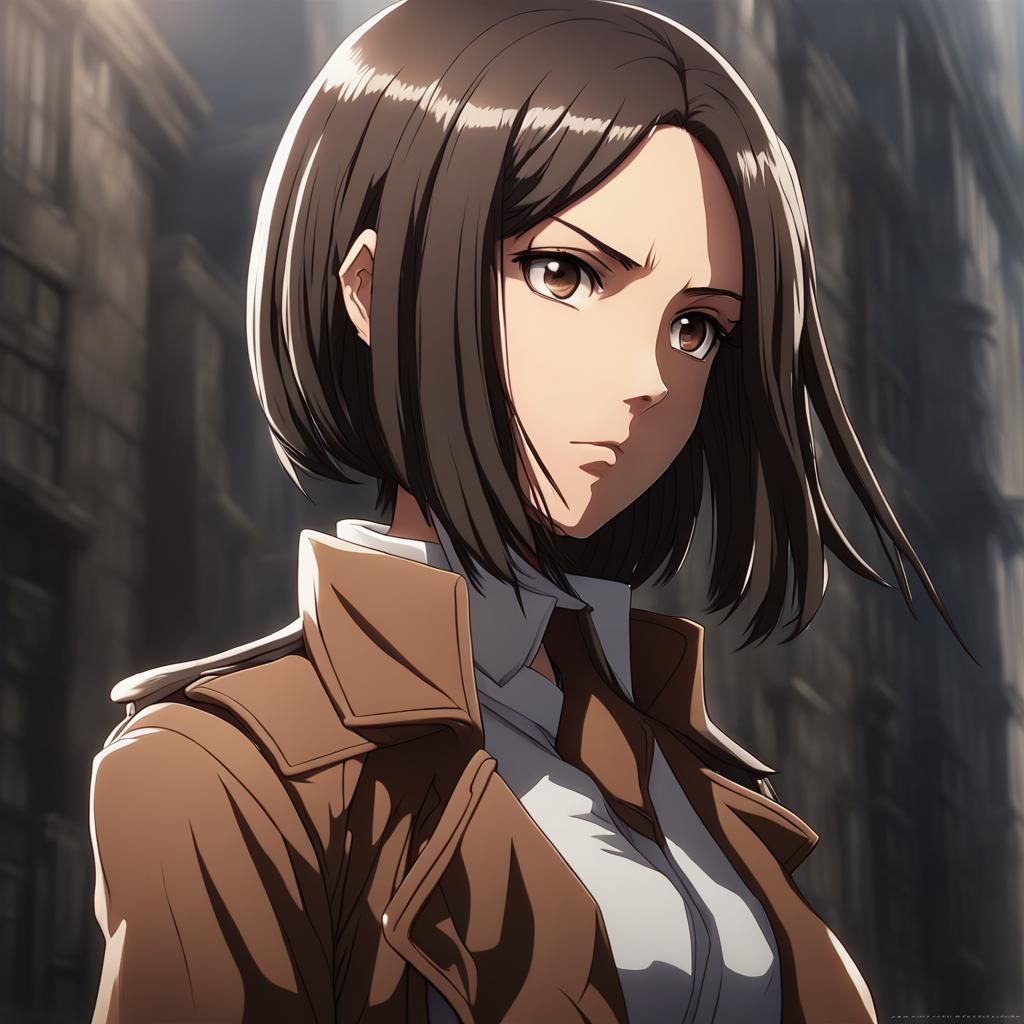 Anime Girl Portrait in Attack on Titan Style