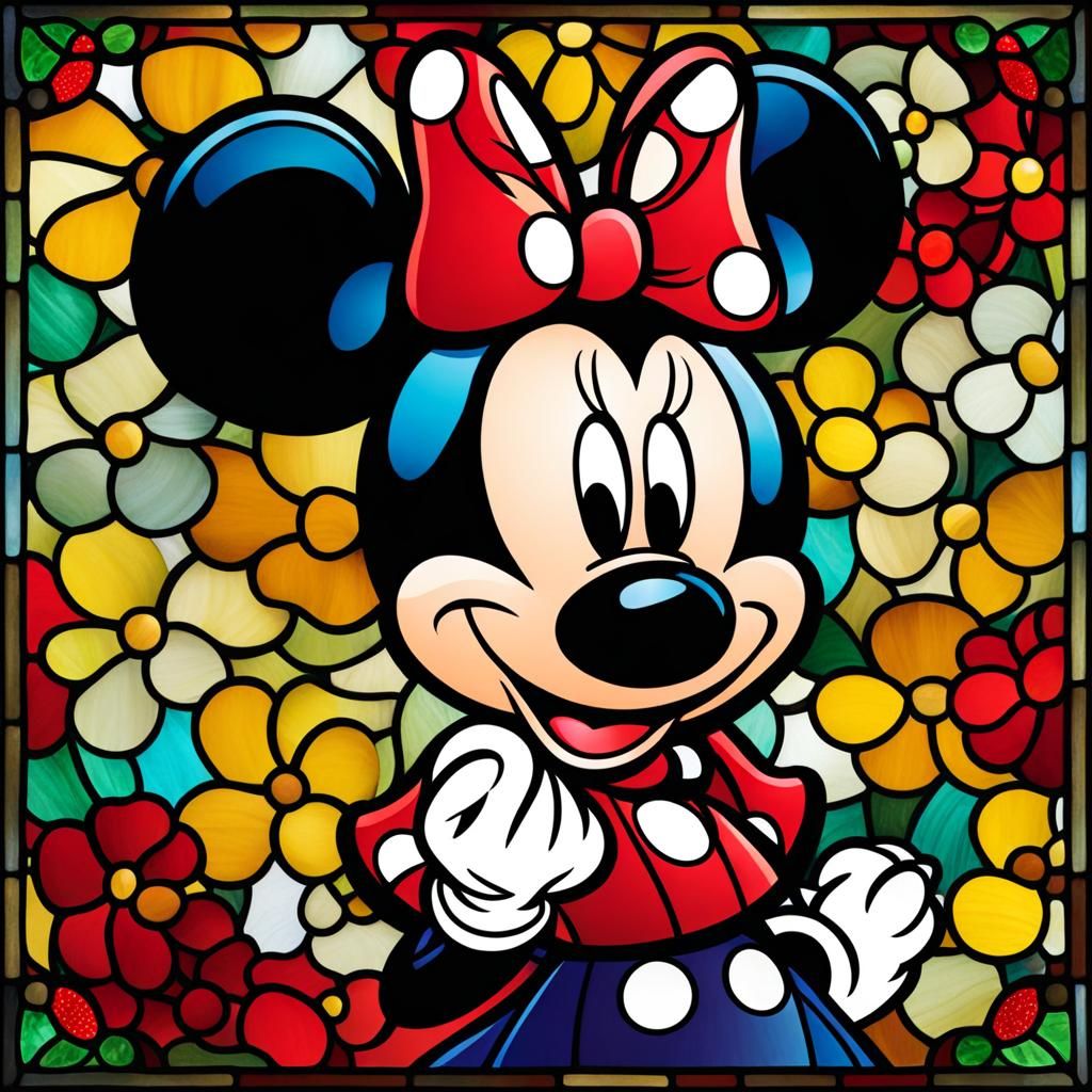 Stained Glass Minnie Mouse Illustration