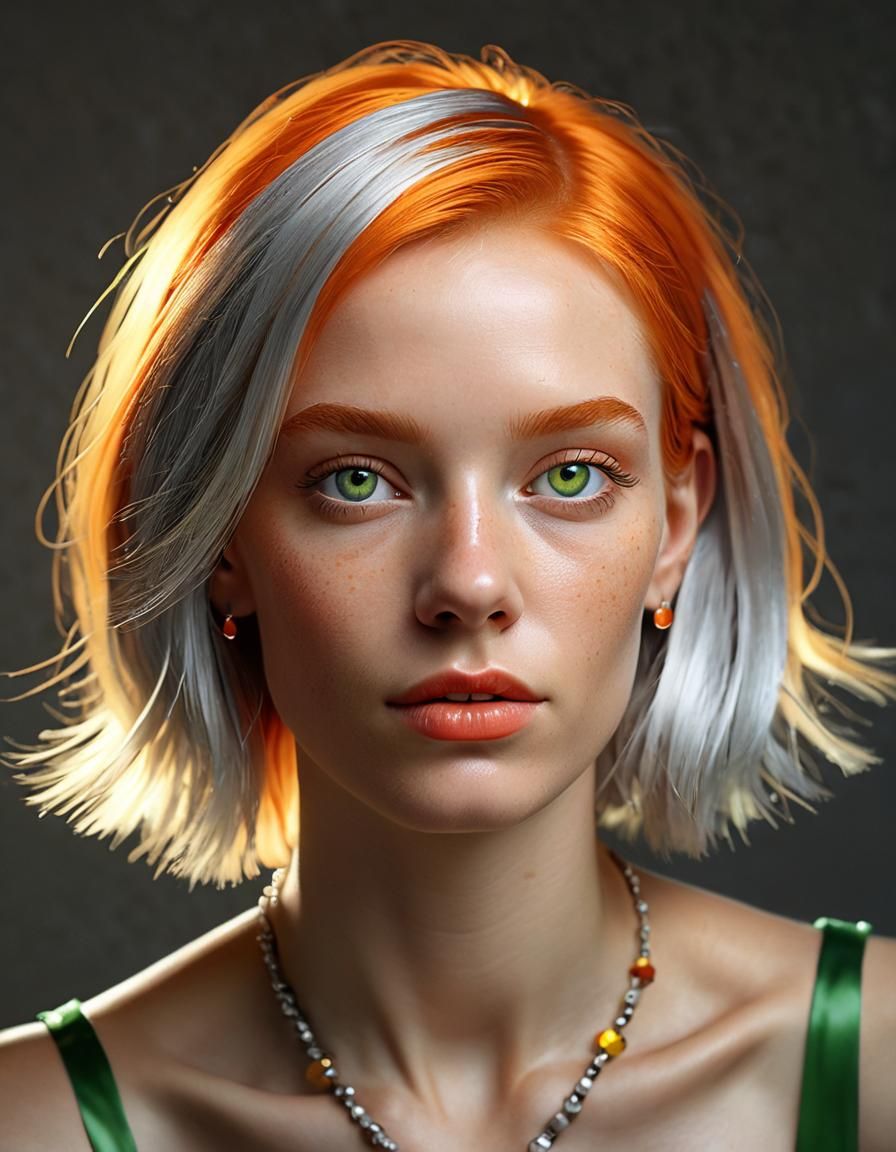 Orange-Haired Woman Portrait in Vibrant Oil Painting Style