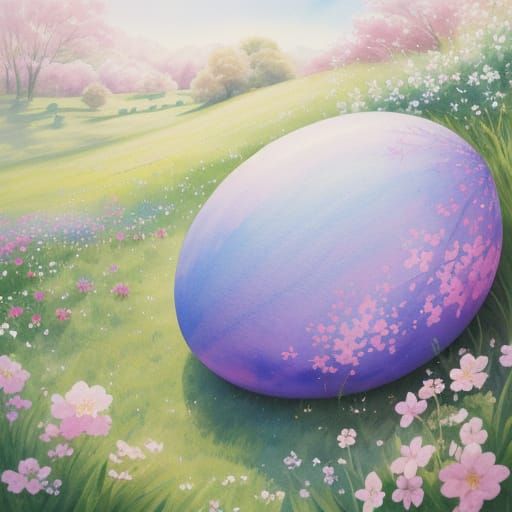 Whimsical Easter Scene in Watercolor