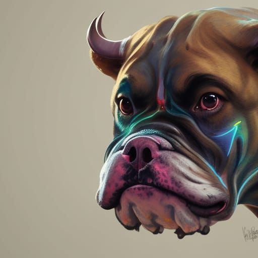 Detailed Bulldog Portrait in Digital Art Style
