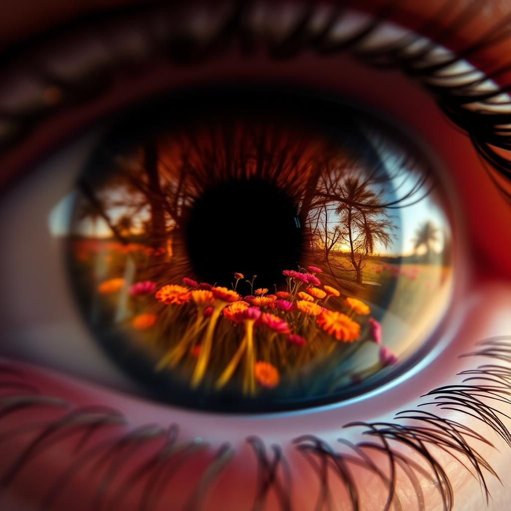 Eye Reflecting Summer Garden Double Exposure Art