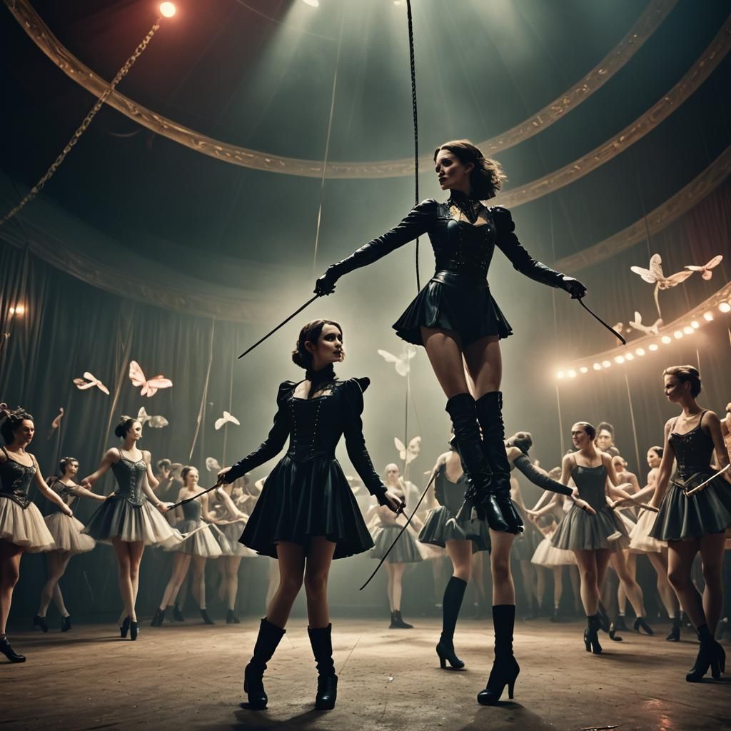 Ring Mistress in Surreal Circus: Cinematic Still