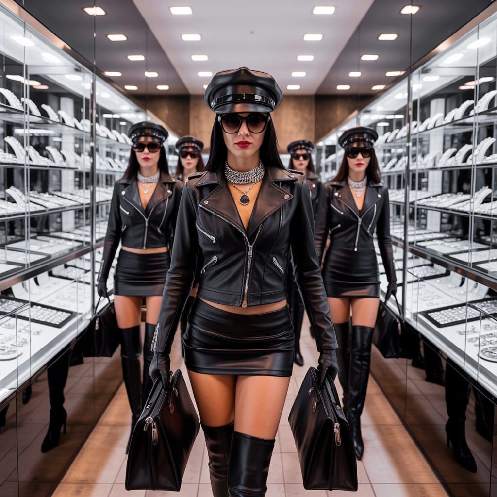 Female Jewel Thieves in Leather Outfits Heist