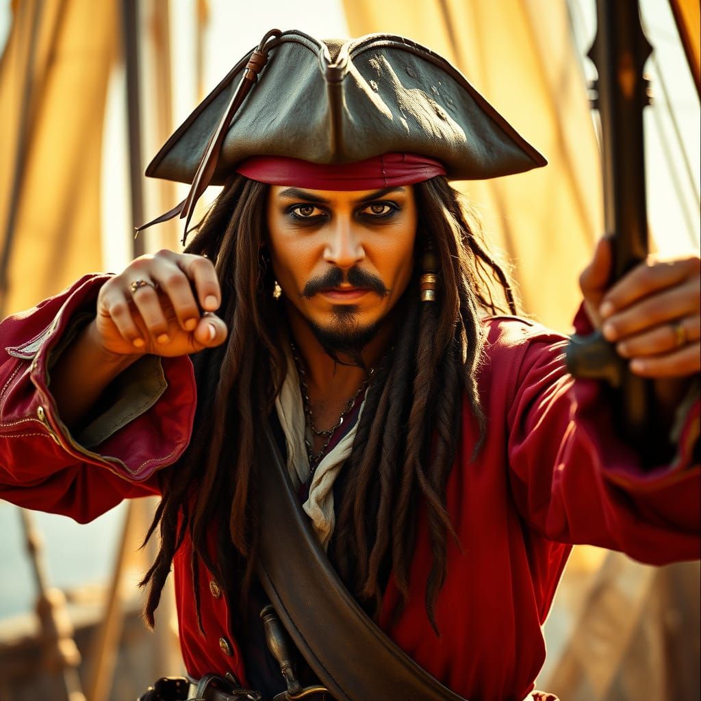 Johnny Depp as Jack Sparrow in Pirates of the Caribbean