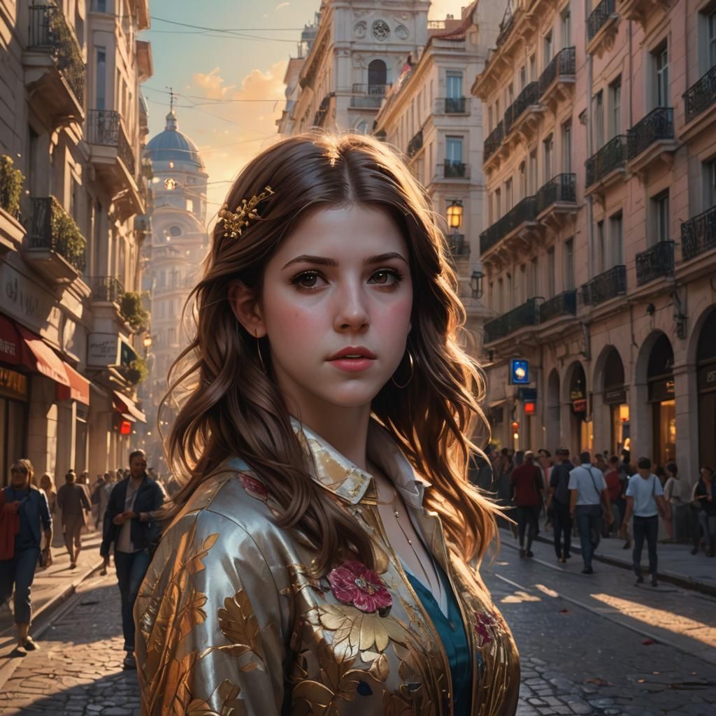 Romantic Sunset Portrait in Digital Art Style