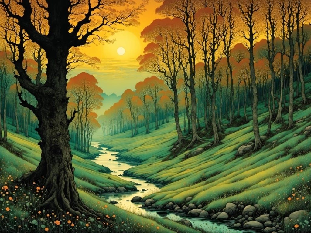 Valley of Twilight Landscape Painting