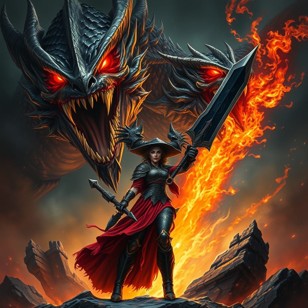 Majestic Warrior Empowered by Fiery Dragon