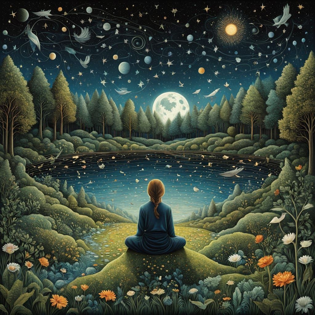 Glowing Bio Art Collage in Cosmic Realms