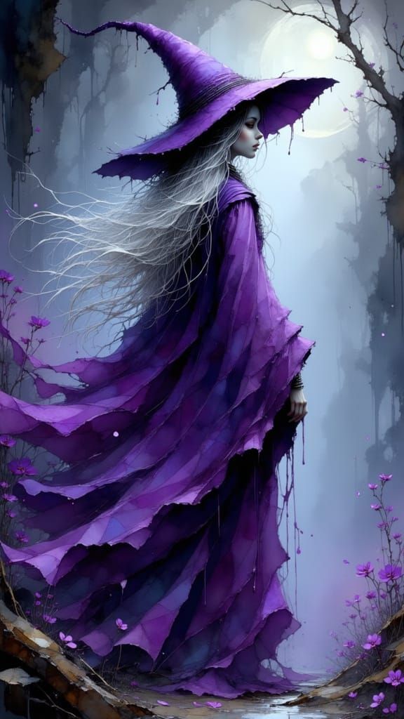 Enchanting Witch in Mystical Fantasy Art Style