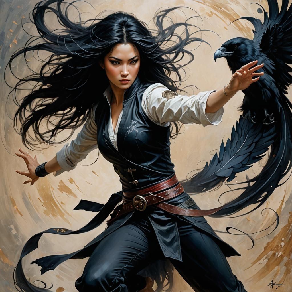 Dynamic Martial Artist in Combat Pose