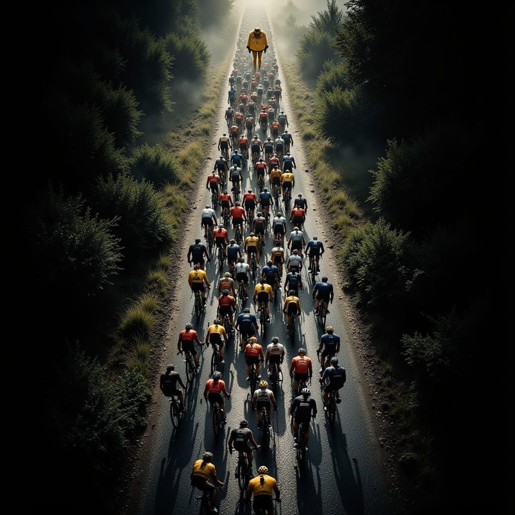 Tour de Franche: Cyclists in Dark Inked Style