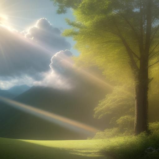 Ethereal Sunshine Beams Through Clouds
