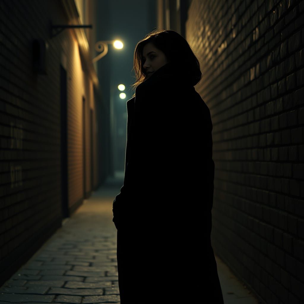 Woman in Dark Alley, Cinematic Style