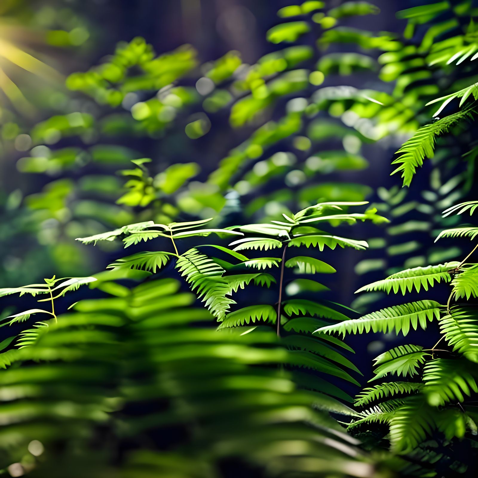 Lush Fern Forest in Natural Light